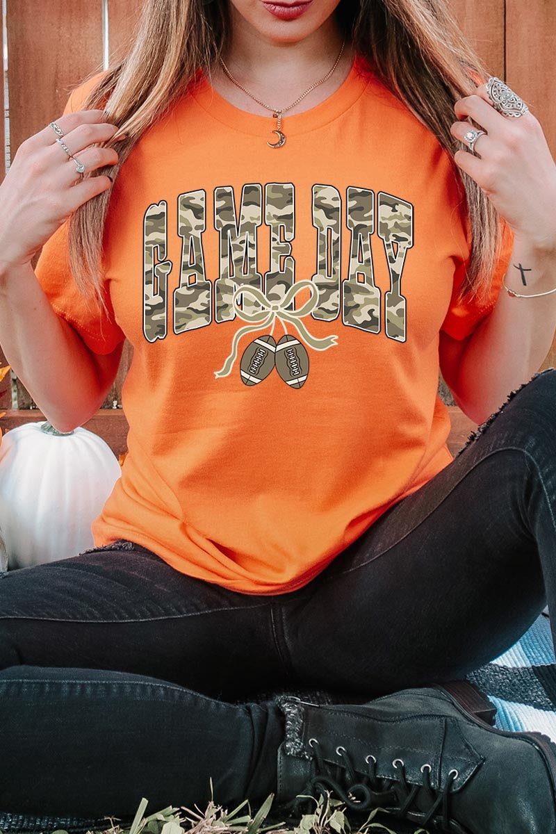 US3001-E3131 Football Game Day Camo Graphic Tee $12.5
