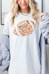 5000P-E3133 Floral Football Graphic Plus Heavy Cotton Tee $12.75