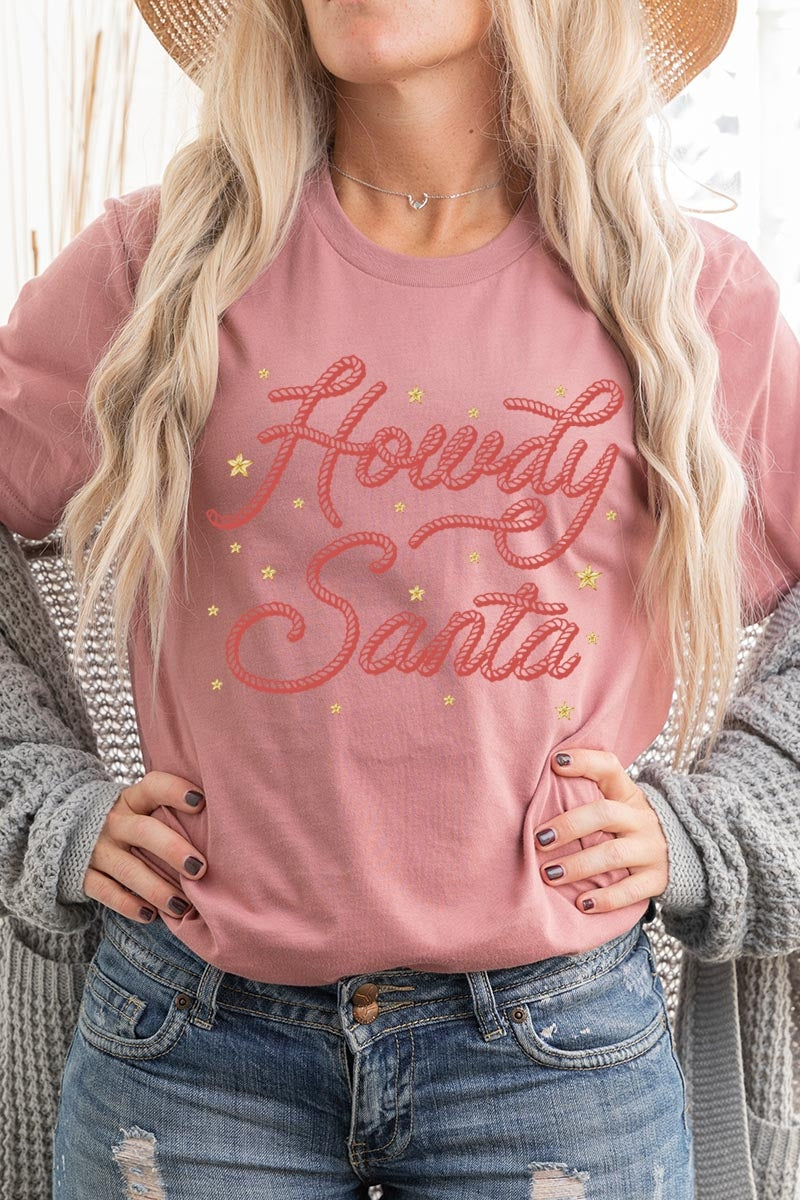 US3001-E3199 Howdy Santa Graphic Tee $12.5