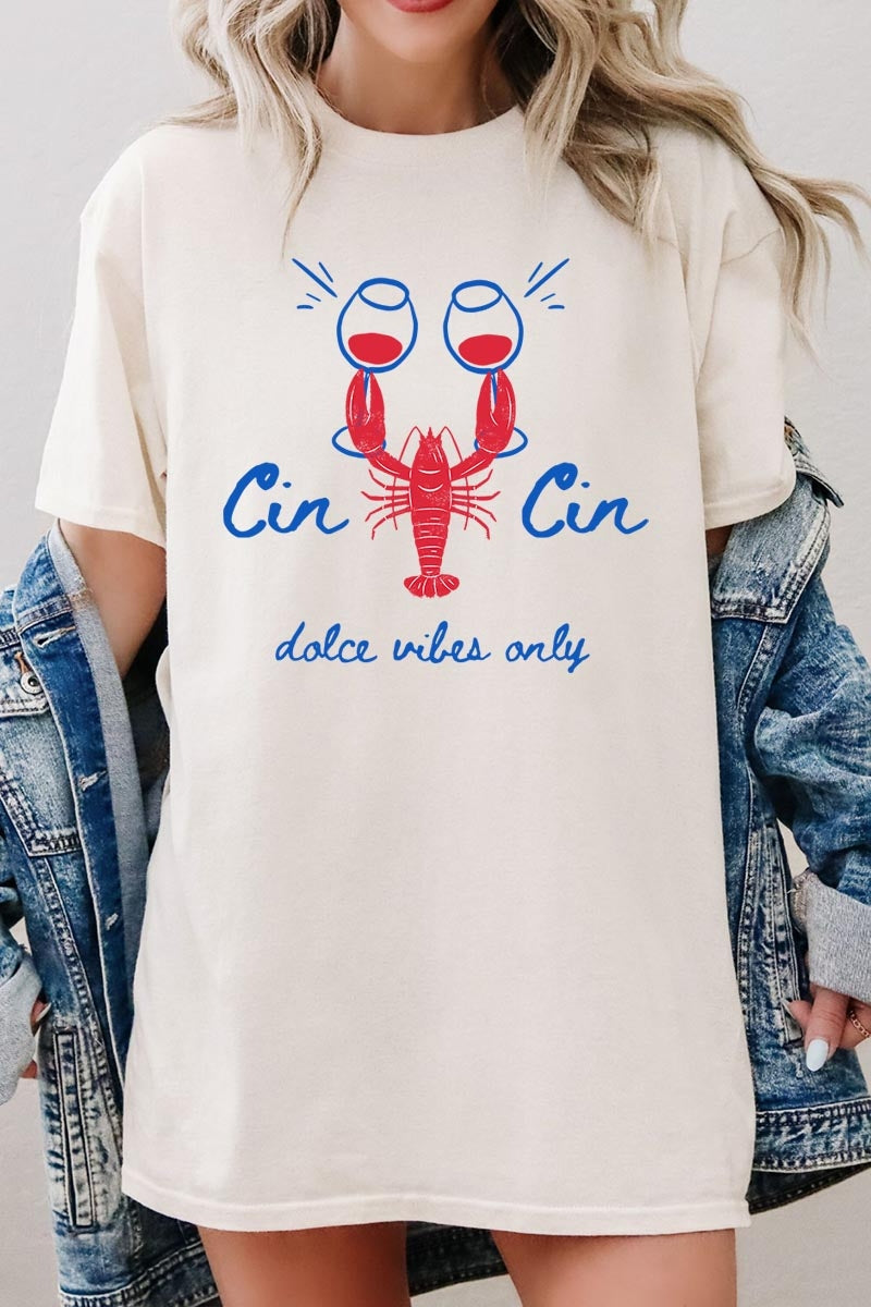 5000P-E3069 Cin Cin Lobster Graphic Plus Heavy Cotton Tee $12.75
