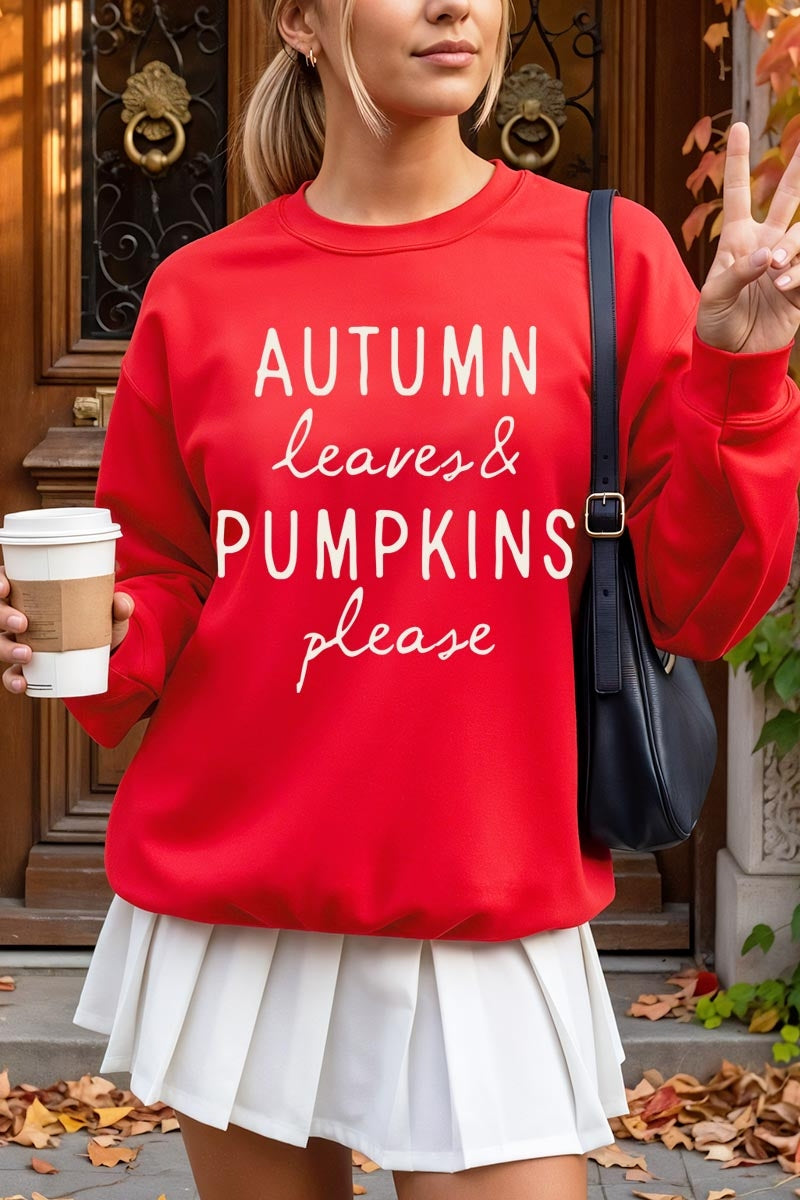 UL180-E3158 Autumn Leaves Pumpkins Graphic Sweatshirt $20