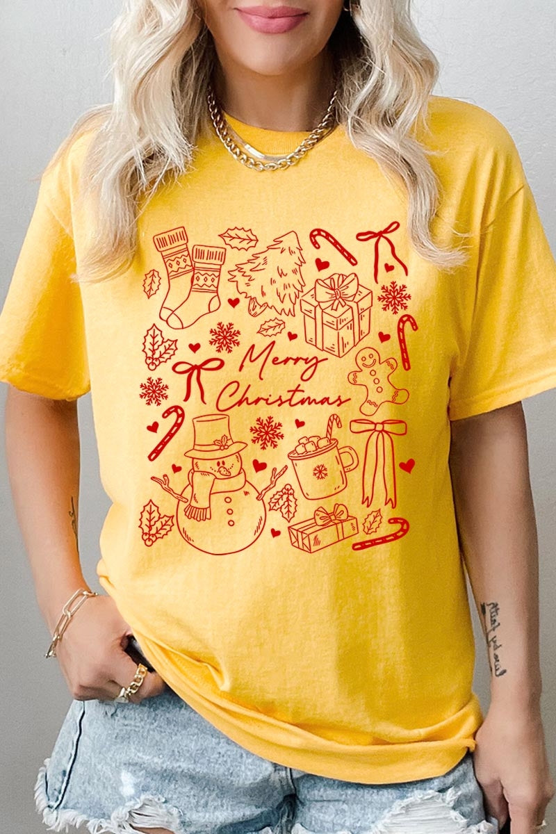 5000-E3181 Christmas Doodle Graphic Heavy Cotton Tee $9