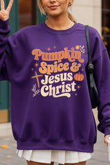 UL180-E3164 Pumpkin Spice & Jesus Graphic Sweatshirt $20