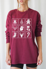 UL240P-E3215 Christmas Icons Graphic Plus Long Sleeve Tee $17