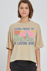 CTS-E3066 Living Proof of a Loving Graphic Relaxed Crop Top $11