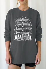 UL240-E3189 Ski Lodge Signs Graphic Long Sleeve Tee $13.75