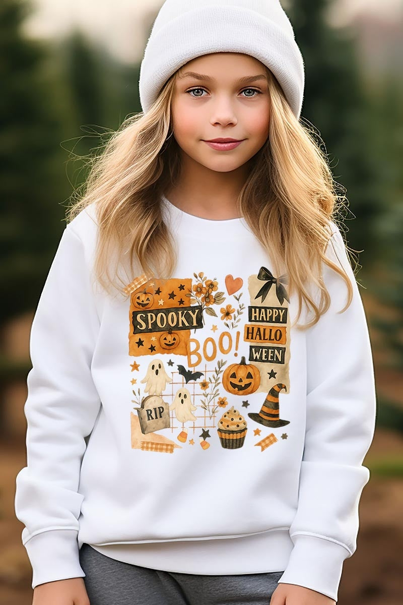 UL180B-E3084Z Halloween collage Kids Graphic Sweatshirt $20