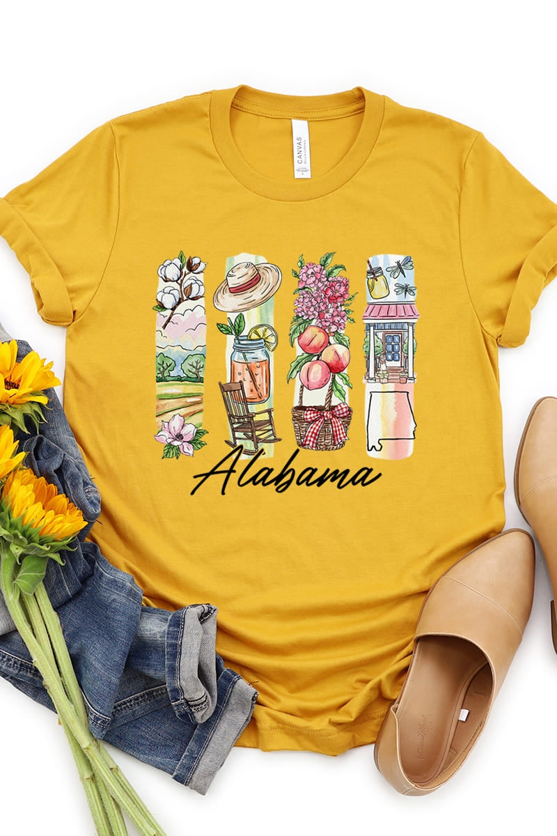 US3001-E3061AL Alabama State Brushstroke Graphic Tee $12.5
