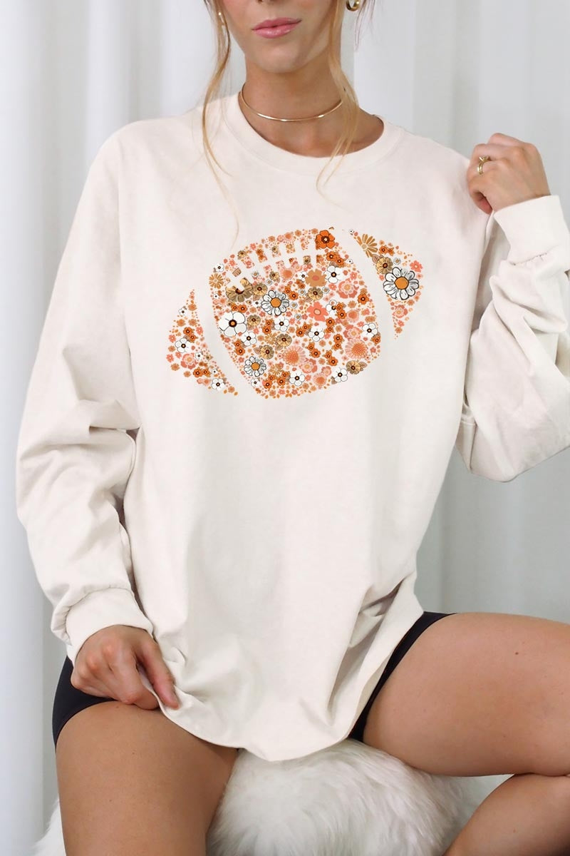 UL240P-E3133 Floral Football Graphic Plus Long Sleeve Tee $17