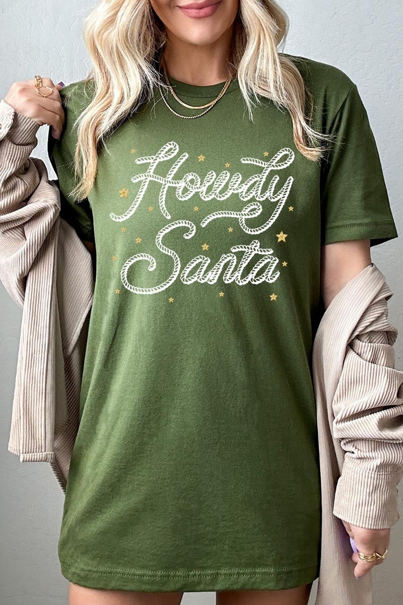 US3001P-E3199 Howdy Santa Graphic Plus Tee $16
