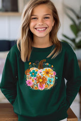 UL180B-E3118Z Floral Pumpkin Kids Graphic Sweatshirt $20