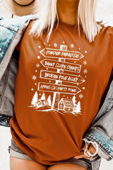 US3001P-E3189 Ski Lodge Signs Graphic Plus Tee $16