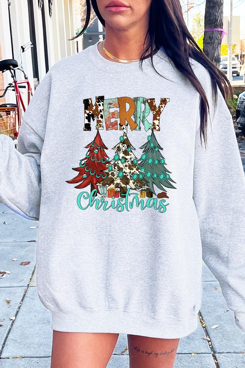 UL180-E3200 Merry Christmas Trees Graphic Sweatshirt $20