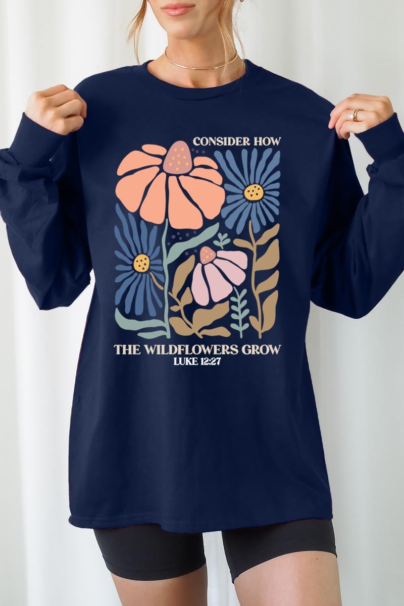UL240P-E3067 Consider the Wildflowers Plus Long Sleeve Tee $17