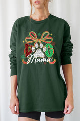 UL240P-E3194 Dog Mama Christmas Paw Graphic Plus Long Sleeve Tee $17