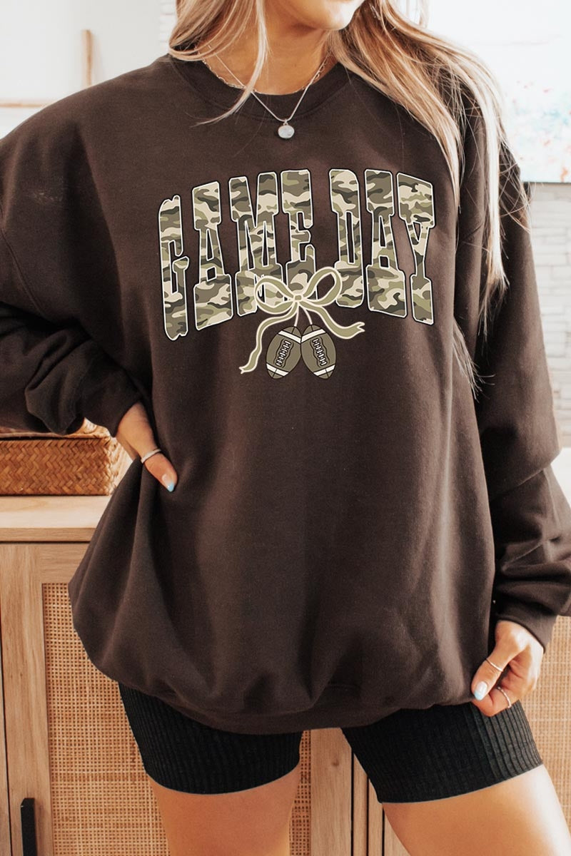 UL180P-E3131 Football Game Day Camo Graphic Plus Sweatshirt $25