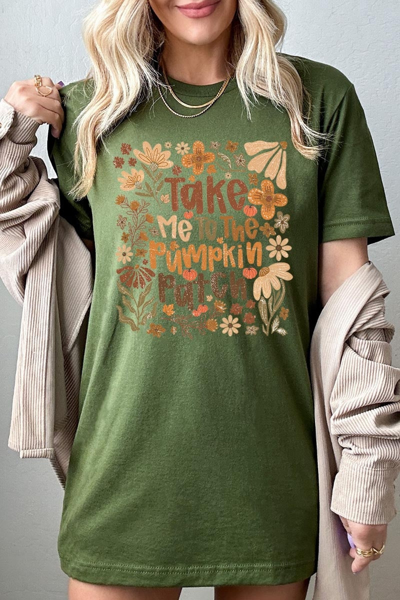 US3001-E3136 Take Me To The Pumpkin Patch Graphic Tee $12.5