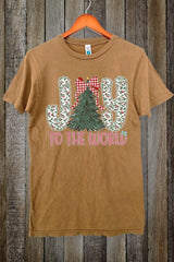 LS002-E3213 Joy to the World Graphic Vintage Tee $15.5