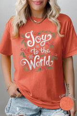 5000P-E3221 Joy to the World Christmas Graphic Plus Heavy Cotton Tee $12.75
