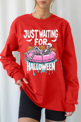 UL240-E3138 Just Waiting For Halloween Graphic Long Sleeve Tee $13.75