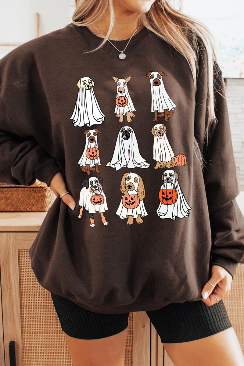 UL180-E3106 Halloween Ghost Dog Graphic Sweatshirt $20