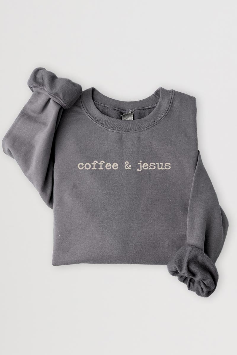 UL180-E3209 Coffee & Jesus Graphic Sweatshirt $20