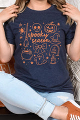 US3001-E3141 Halloween Doodle Graphic Tee $12.5
