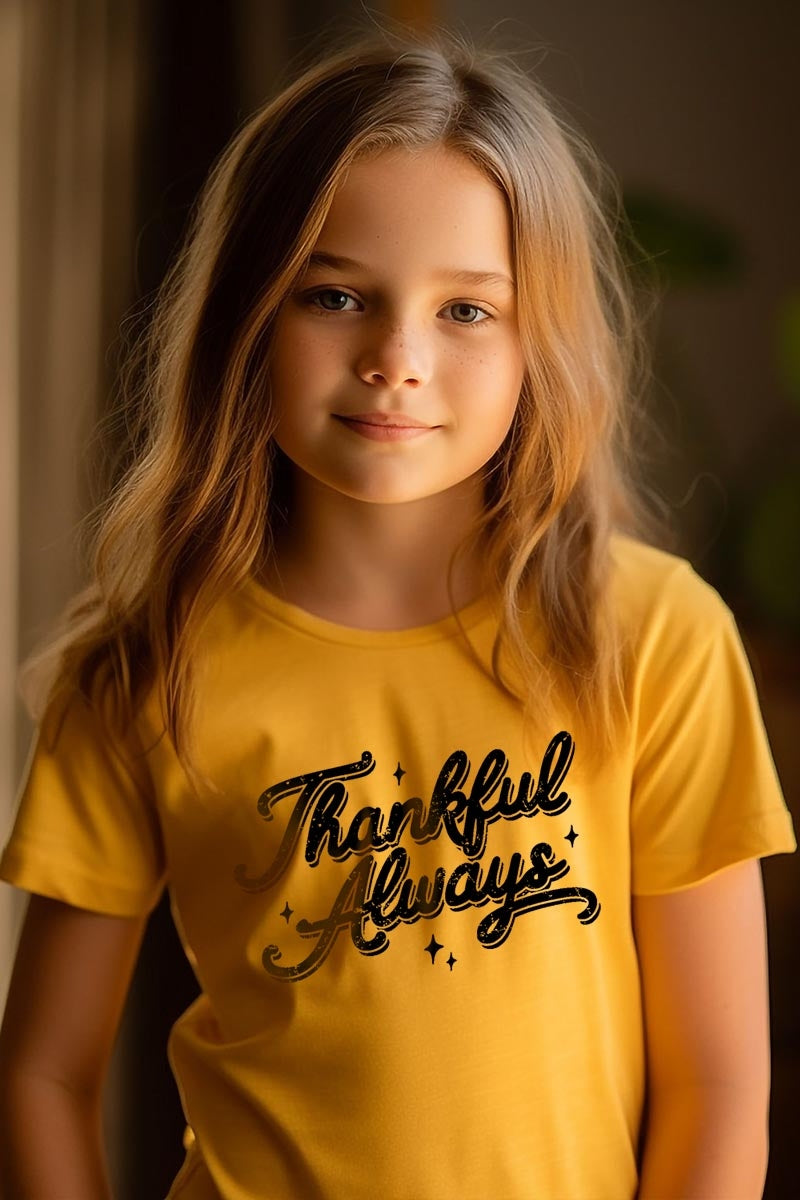 US3001Y-E3168Z Thankful Always Kids Graphic Tee $11