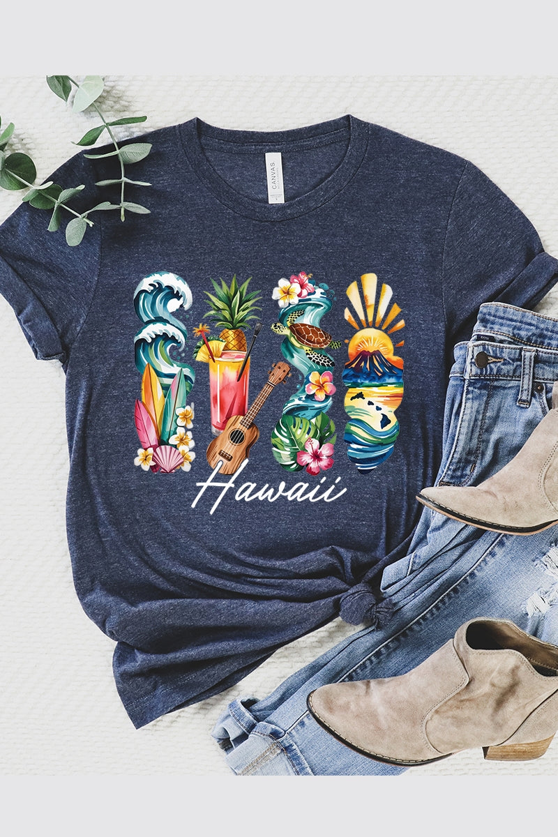 US3001-E3061HI Hawaii State Brushstroke Graphic Tee $12.5