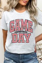 US3001-E3126 Red Gingham Game Day Graphic Tee $12.5