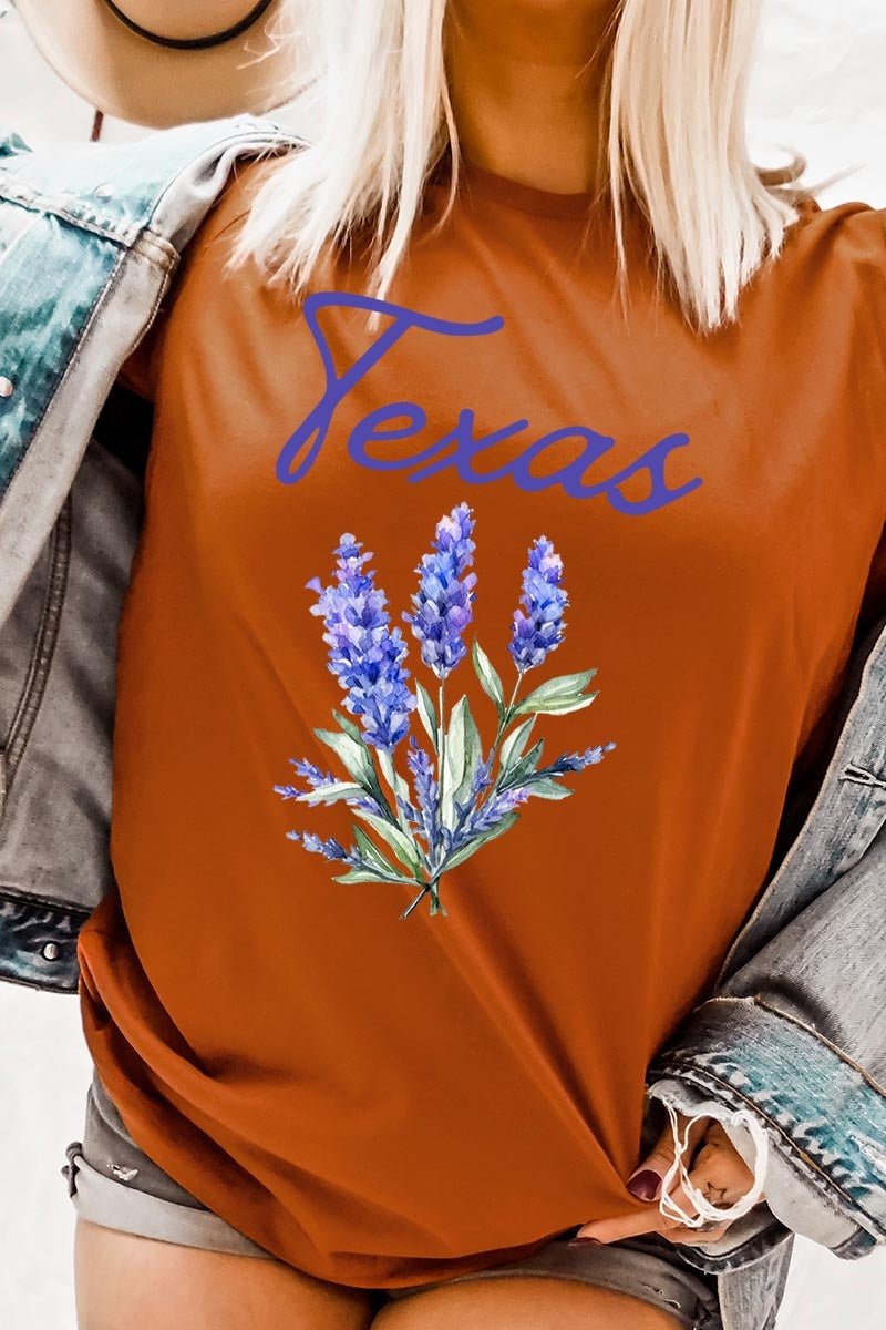 US3001-E3060 Texas Bluebonnet Graphic Tee $12.5