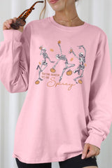 UL240P-E3123 Halloween Skeleton Graphic Plus Long Sleeve Tee $17