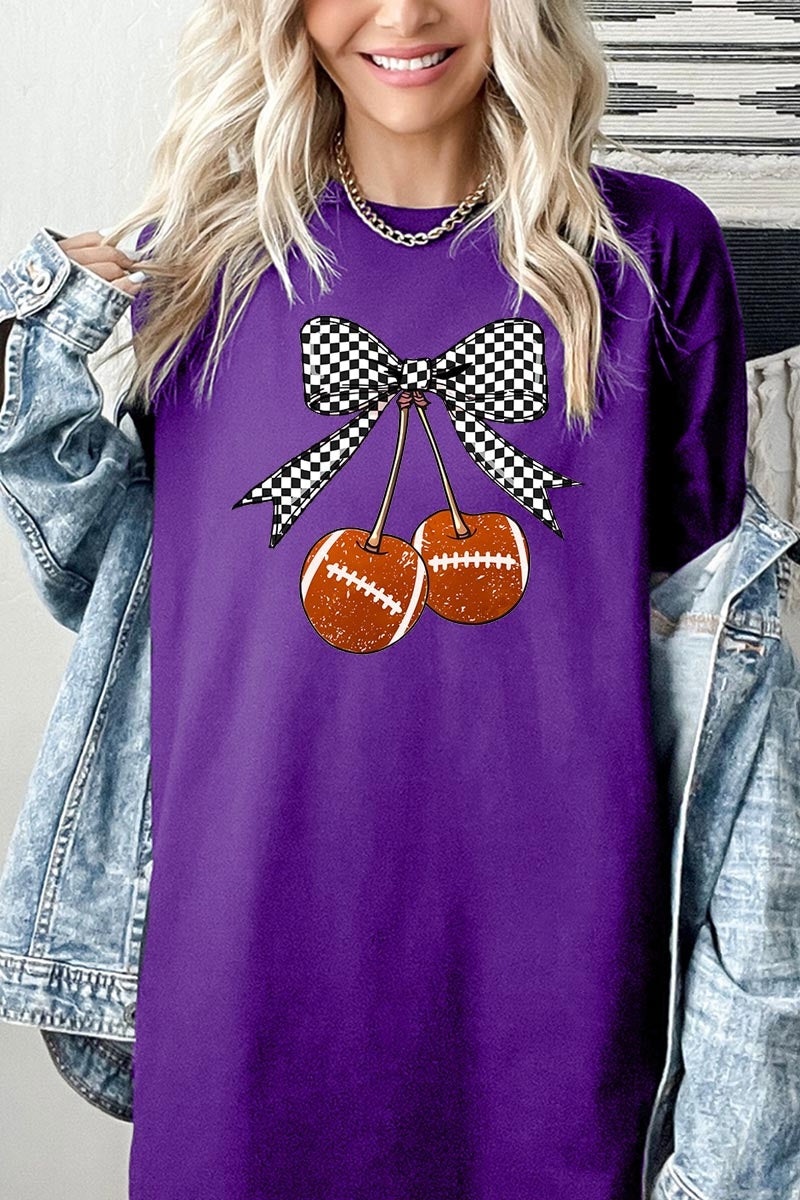 5000P-E3055 Football Cherries Graphic Plus Heavy Cotton Tee $12.75