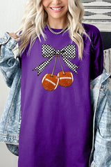 5000-E3055 Football Cherries Graphic Heavy Cotton Tee $9