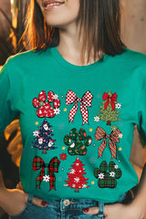 US3001-E3195 Christmas Bow Paw Graphic Tee $12.5