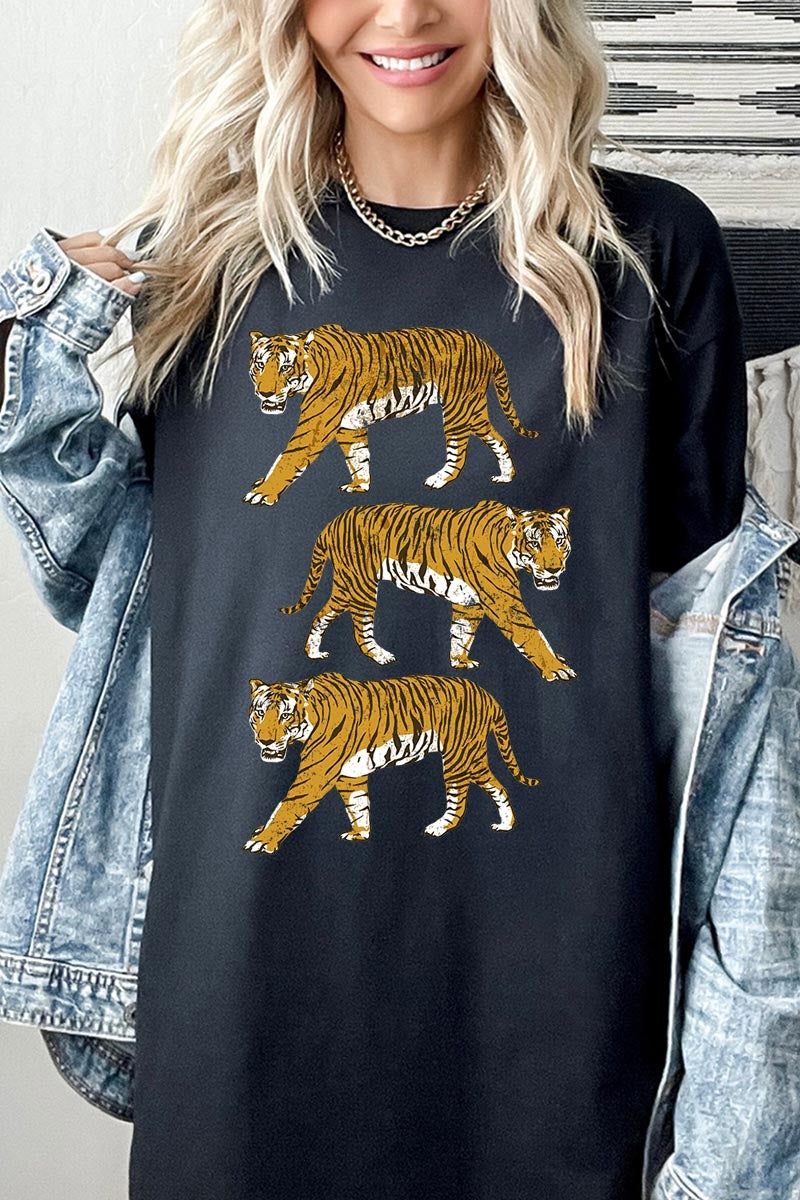 5000-E3104 Retro Tigers Graphic Heavy Cotton Tee $9