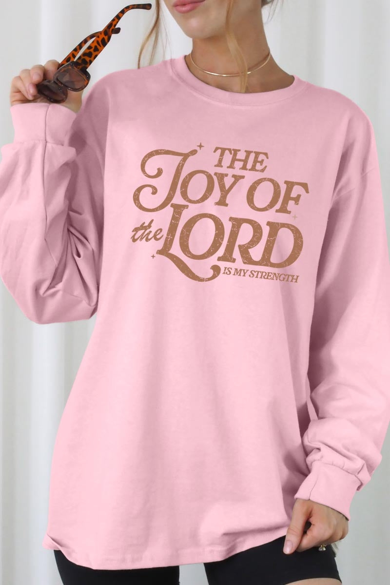UL240P-E3179 Joy of the Lord Graphic Plus Long Sleeve Tee $17