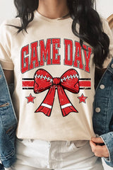 US3001P-E3062 Red Game Day Football Bow Graphic Plus Tee $16