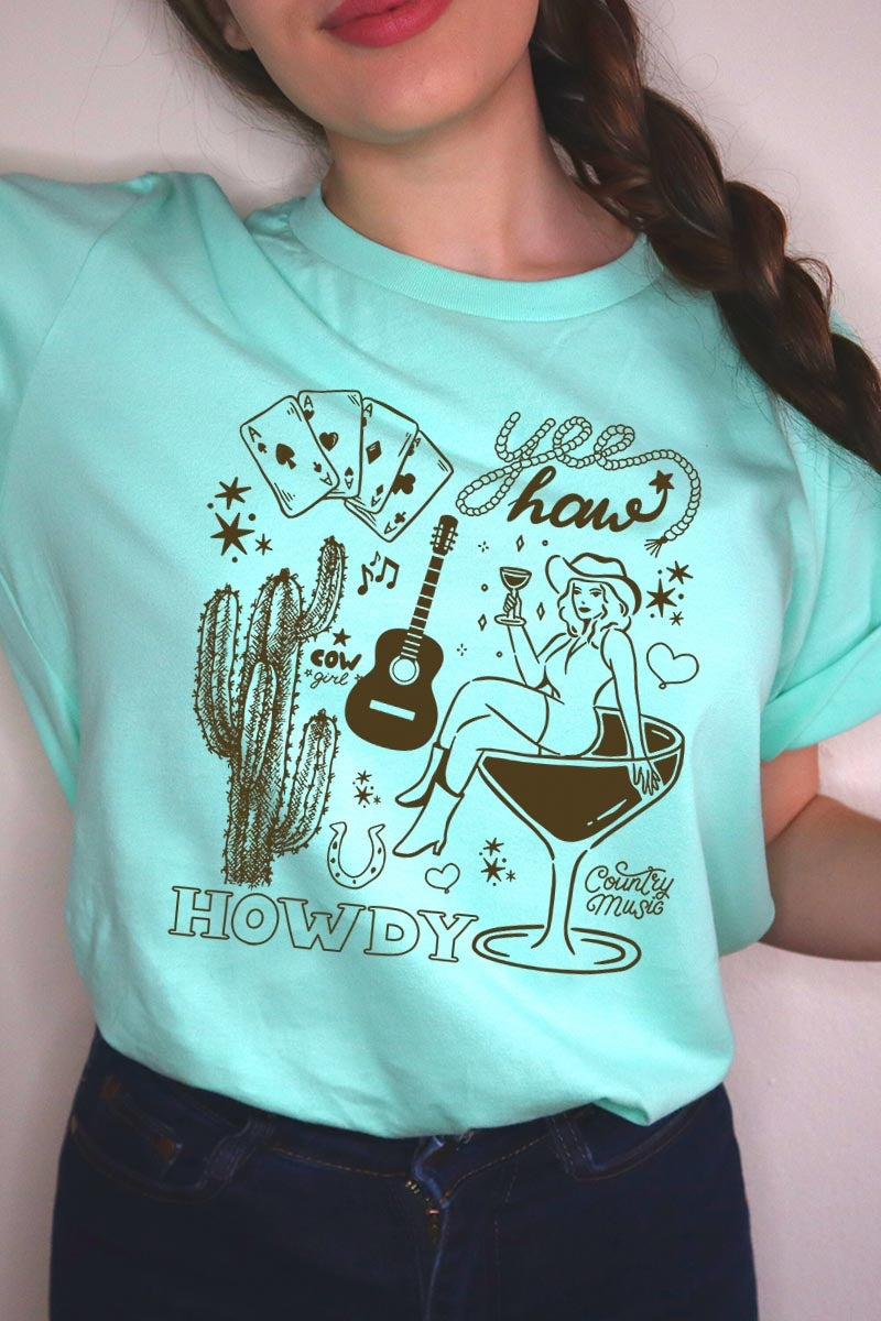 US3001-E3097 Cowgirl Country Music Graphic Tee $12.5