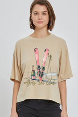 CTS-E3187 Apres Ski Club Graphic Relaxed Crop Top $11