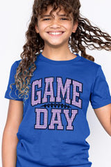 US3001Y-E3127Z Purple Gingham Game Day Kids Graphic Tee $11