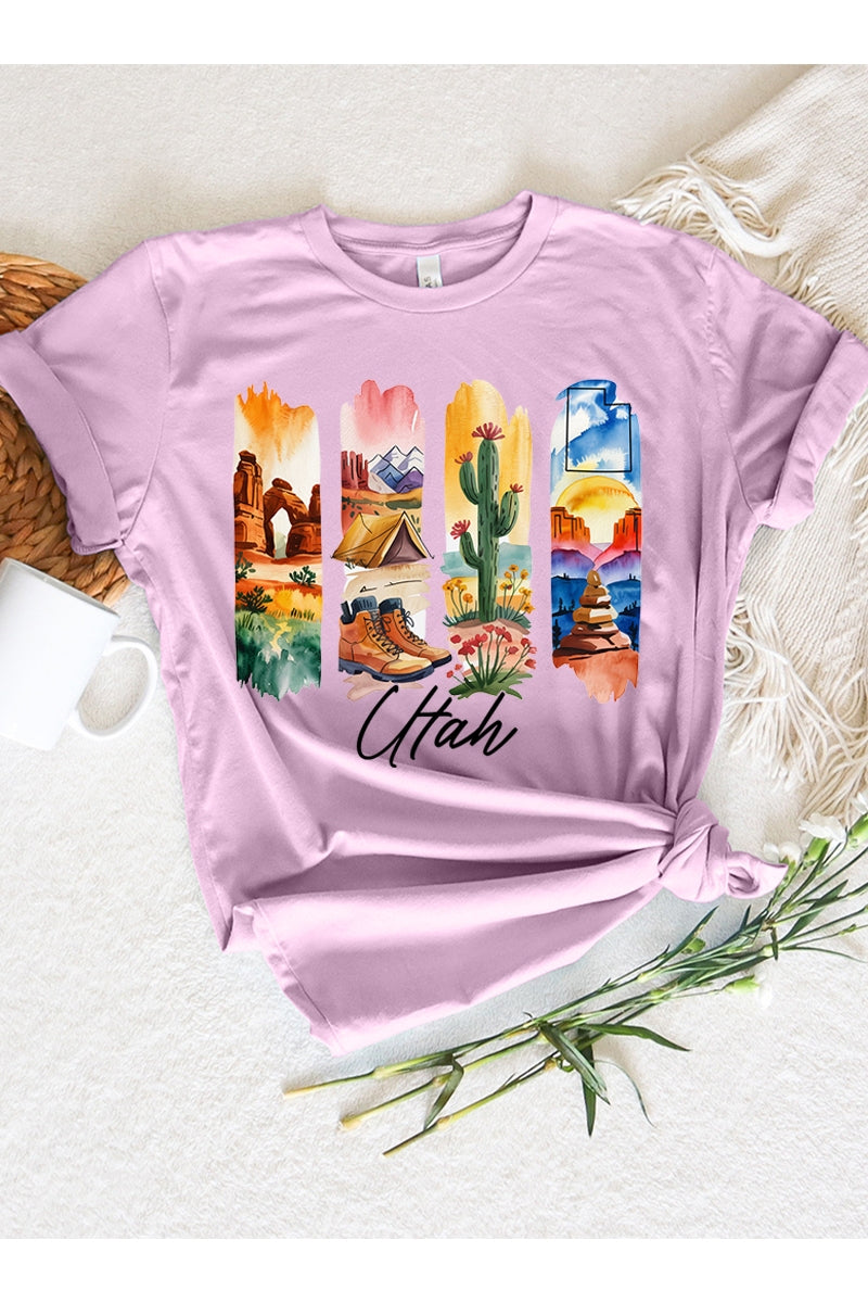US3001-E3061UT Utah State Brushstroke Graphic Tee $12.5