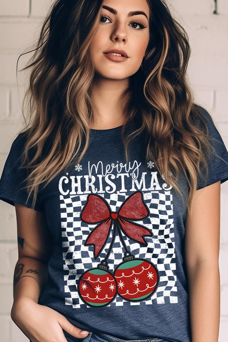 US3001-E3196 Cherry Ornament Christmas Graphic Tee $12.5
