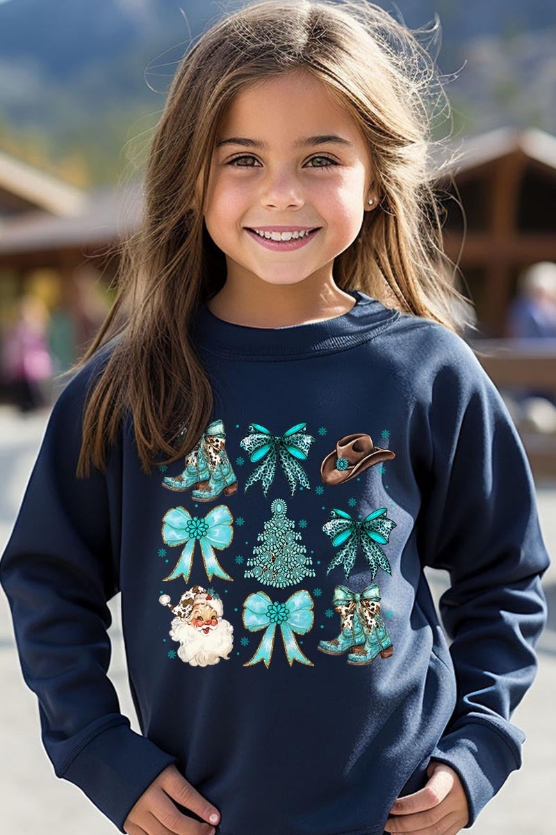 UL180B-E3180Z Western Christmas Kids Graphic Sweatshirt $20