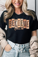 US3001P-E3167 Believe Fall Christian Graphic Plus Tee $16
