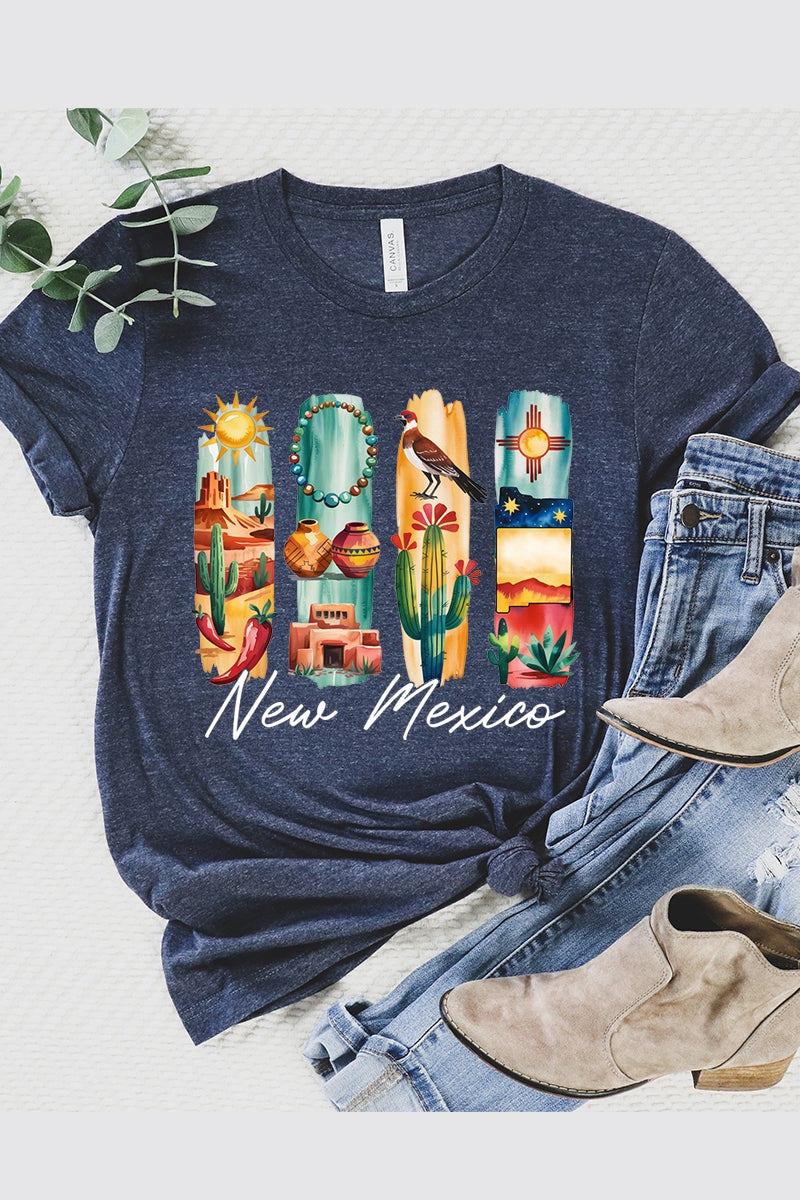 US3001-E3061NM New Mexico State Brushstroke Graphic Tee $12.5