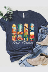 US3001P-E3061NM New Mexico State Brushstroke Graphic Plus Tee $16