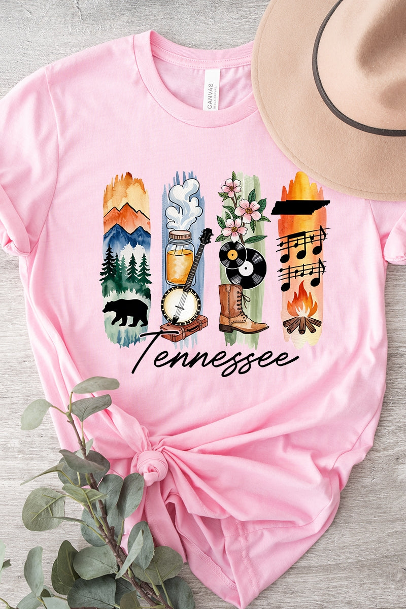 US3001-E3061TN Tennessee State Brushstroke Graphic Tee $12.5