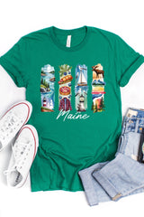US3001-E3061ME Maine State Brushstroke Graphic Tee $12.5