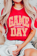 US3001P-E3129 Orange Gingham Game Day Graphic Plus Tee $16